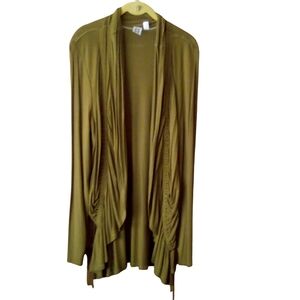 M By Marc Bower Shirred Drape Style Stretch Knit Open Front Cardigan Medium